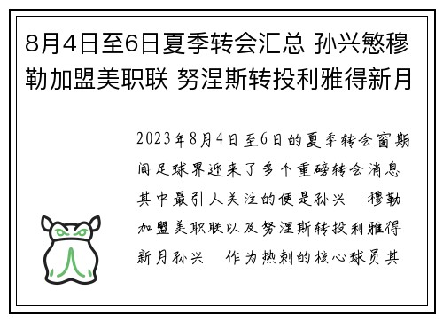 8月4日至6日夏季转会汇总 孙兴慜穆勒加盟美职联 努涅斯转投利雅得新月